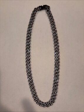 Rhinestone Cuban Link Necklace in Gunmetal